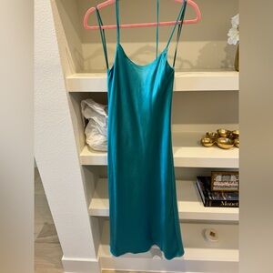 Line & Dot Vibrant Teal Midi Dress